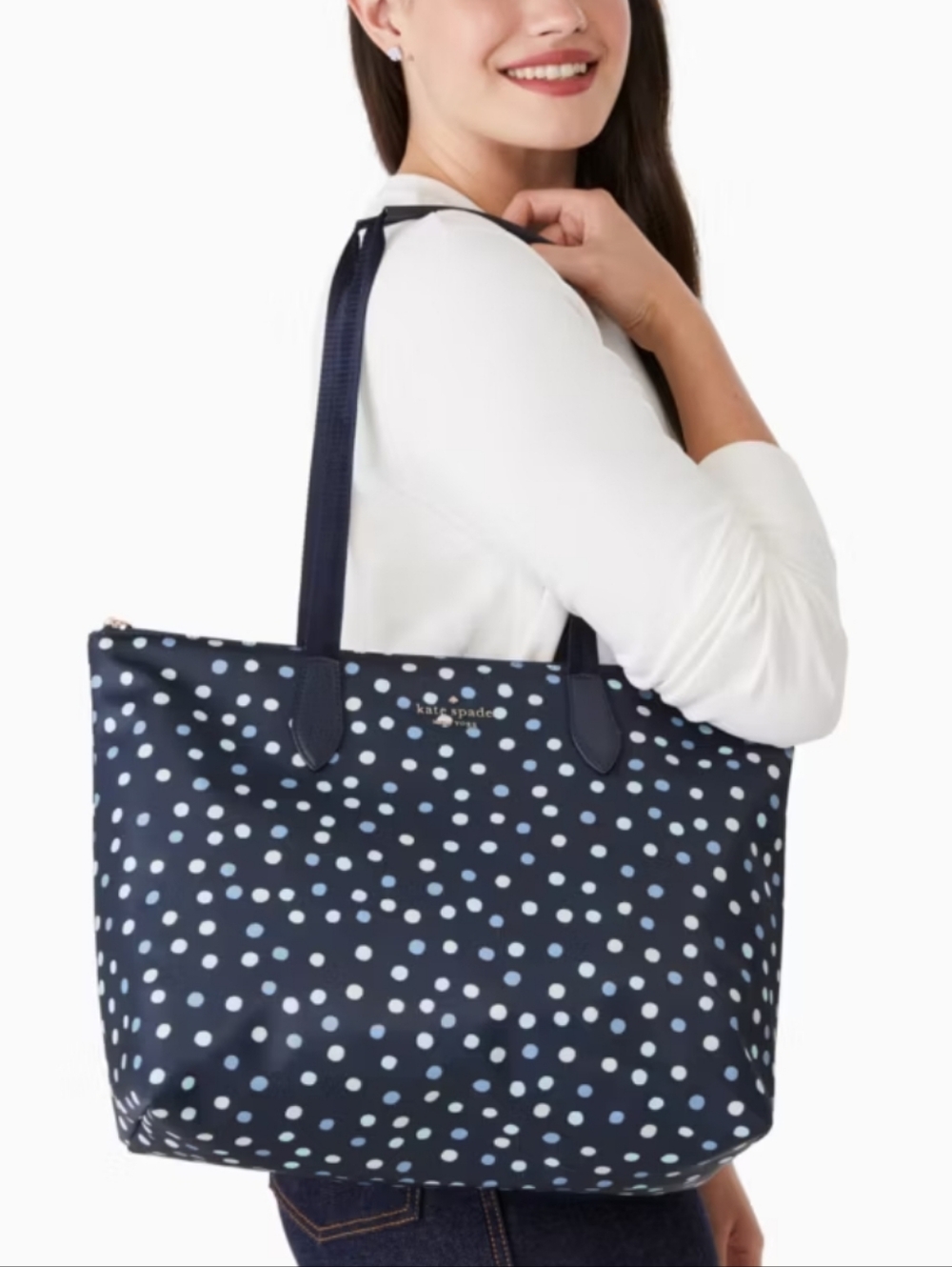 kate spade New York Mel The Little Better Glimmer Polka Dot Nylon Packable Tote
